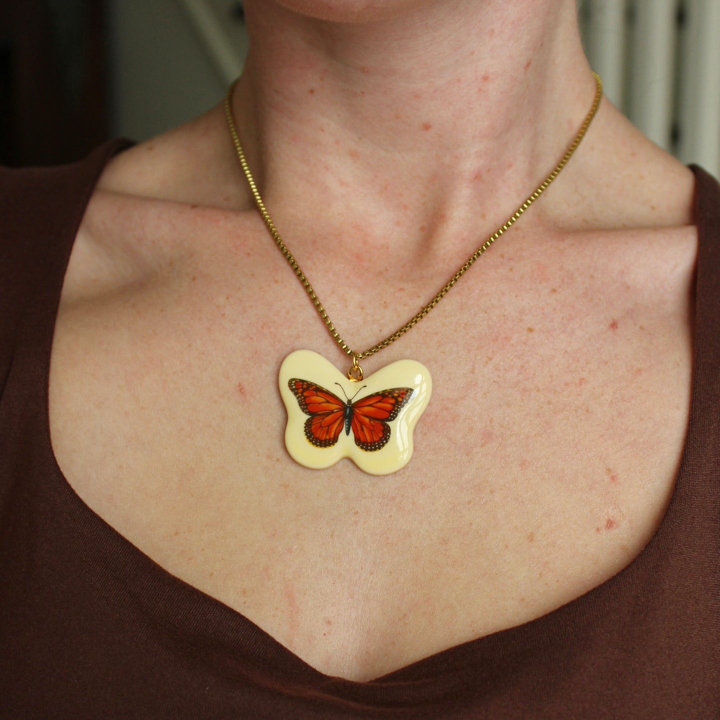 Vintage Butterfly Pendant Necklace