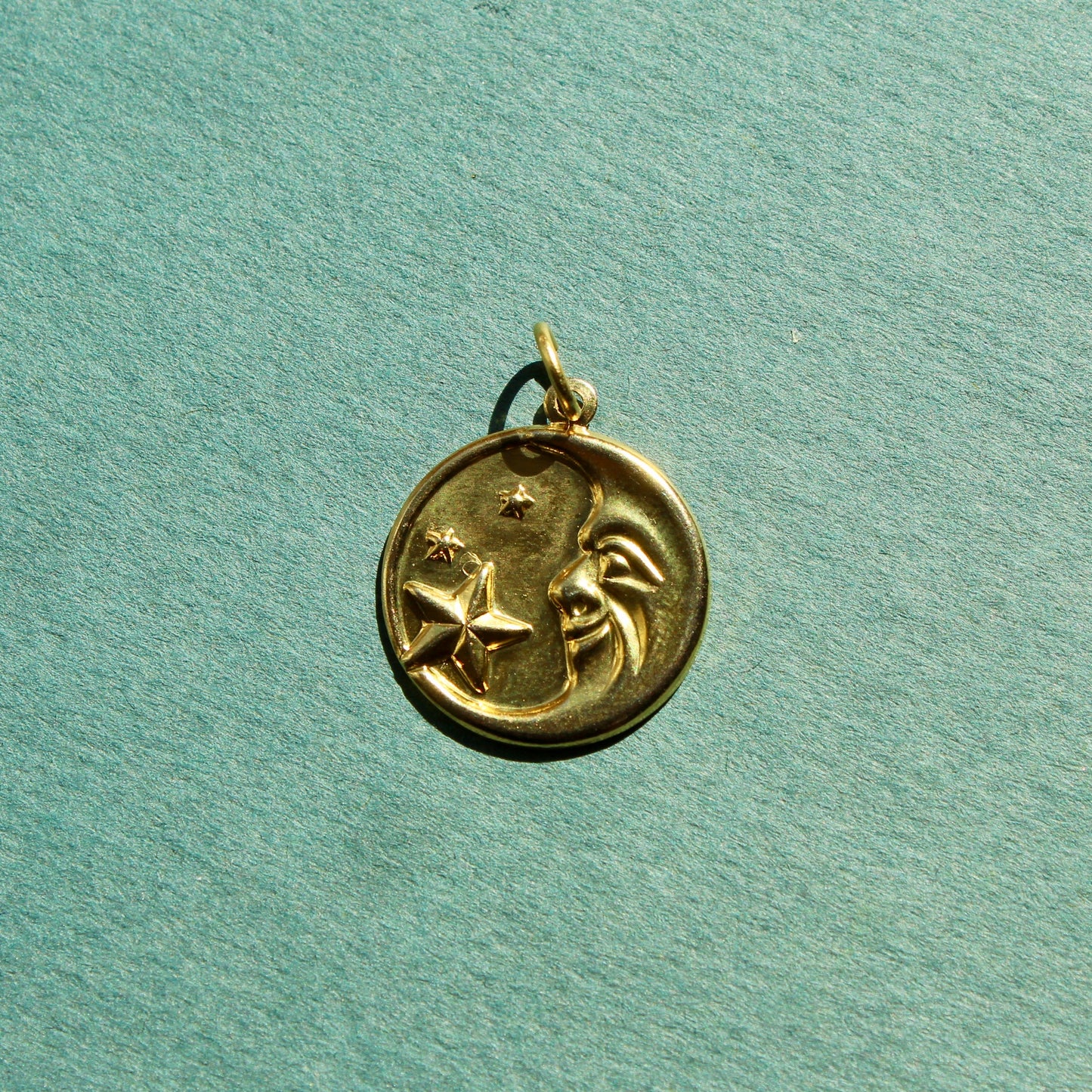 Vintage Moon and Star Coin Charm