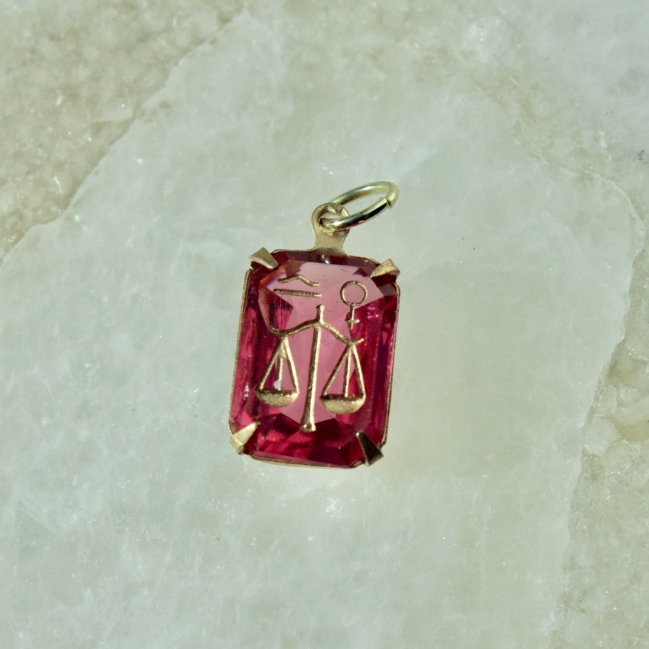 Vintage Libra Zodiac Charm - Vintage German Intaglio Zodiac Charm - Astrology Libra Zodiac Pendant
