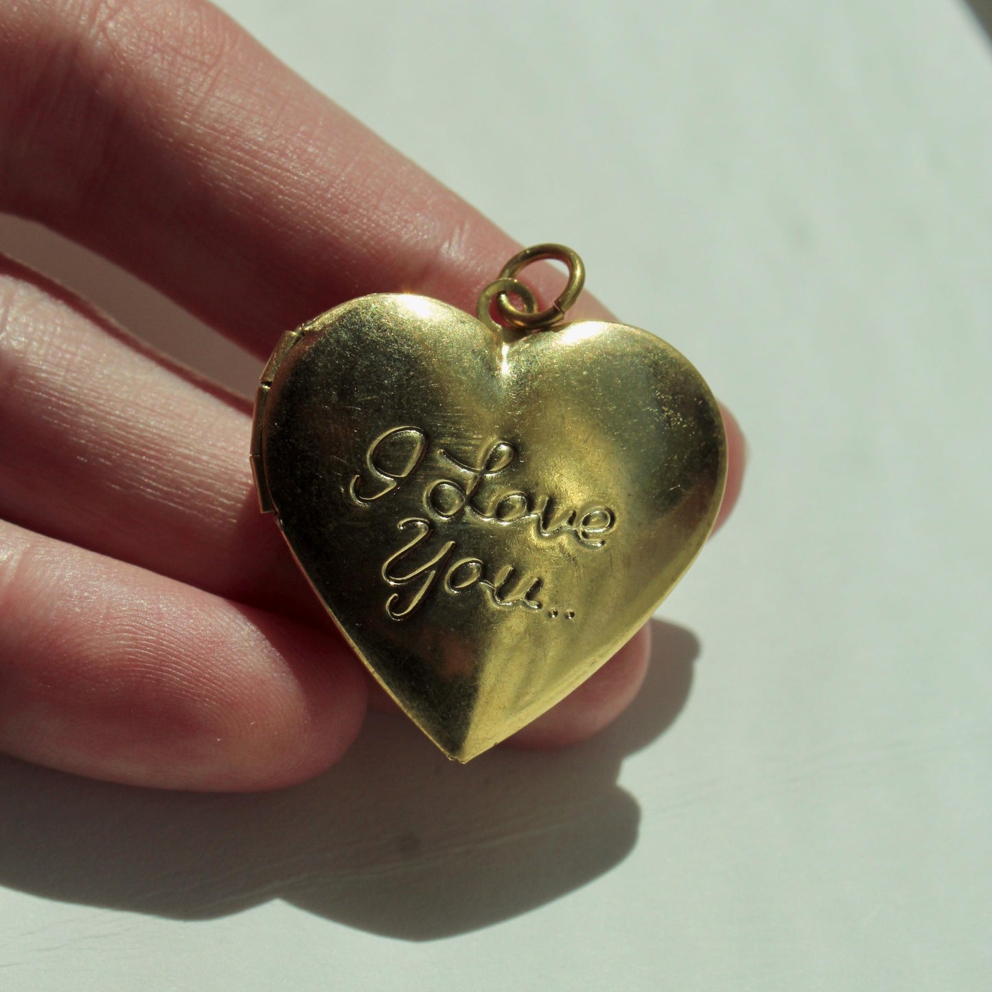 Vintage Brass I Love You Heart Locket Charm - Vintage Heart Locket Charm - Raw Brass Vintage Locket