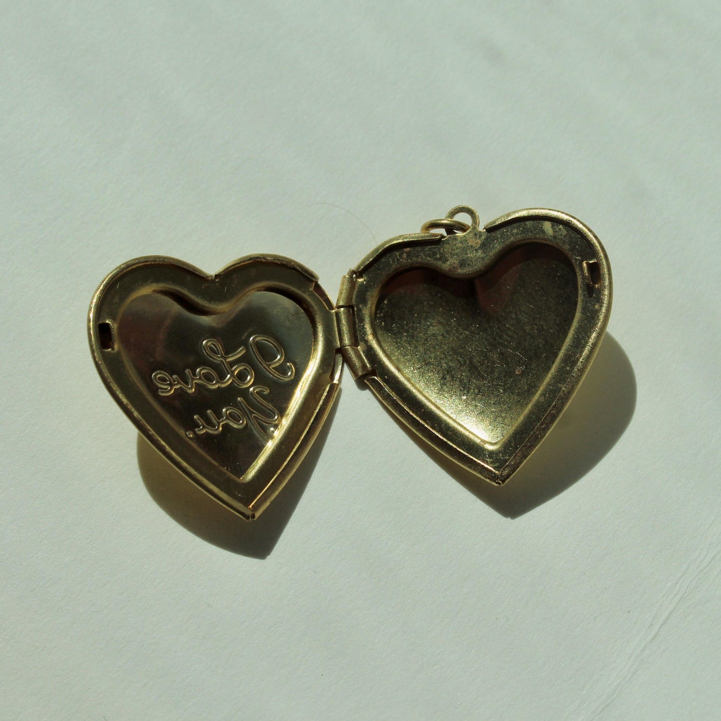 Vintage Brass I Love You Heart Locket Charm - Vintage Heart Locket Charm - Raw Brass Vintage Locket