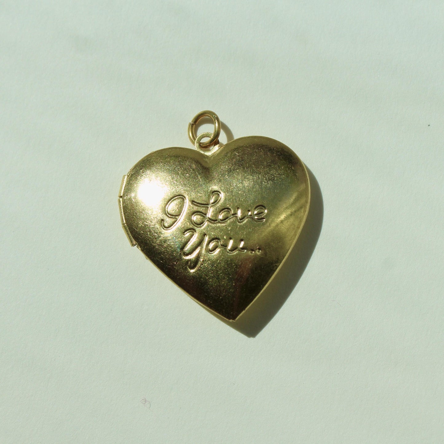 Vintage Brass I Love You Heart Locket Charm - Vintage Heart Locket Charm - Raw Brass Vintage Locket