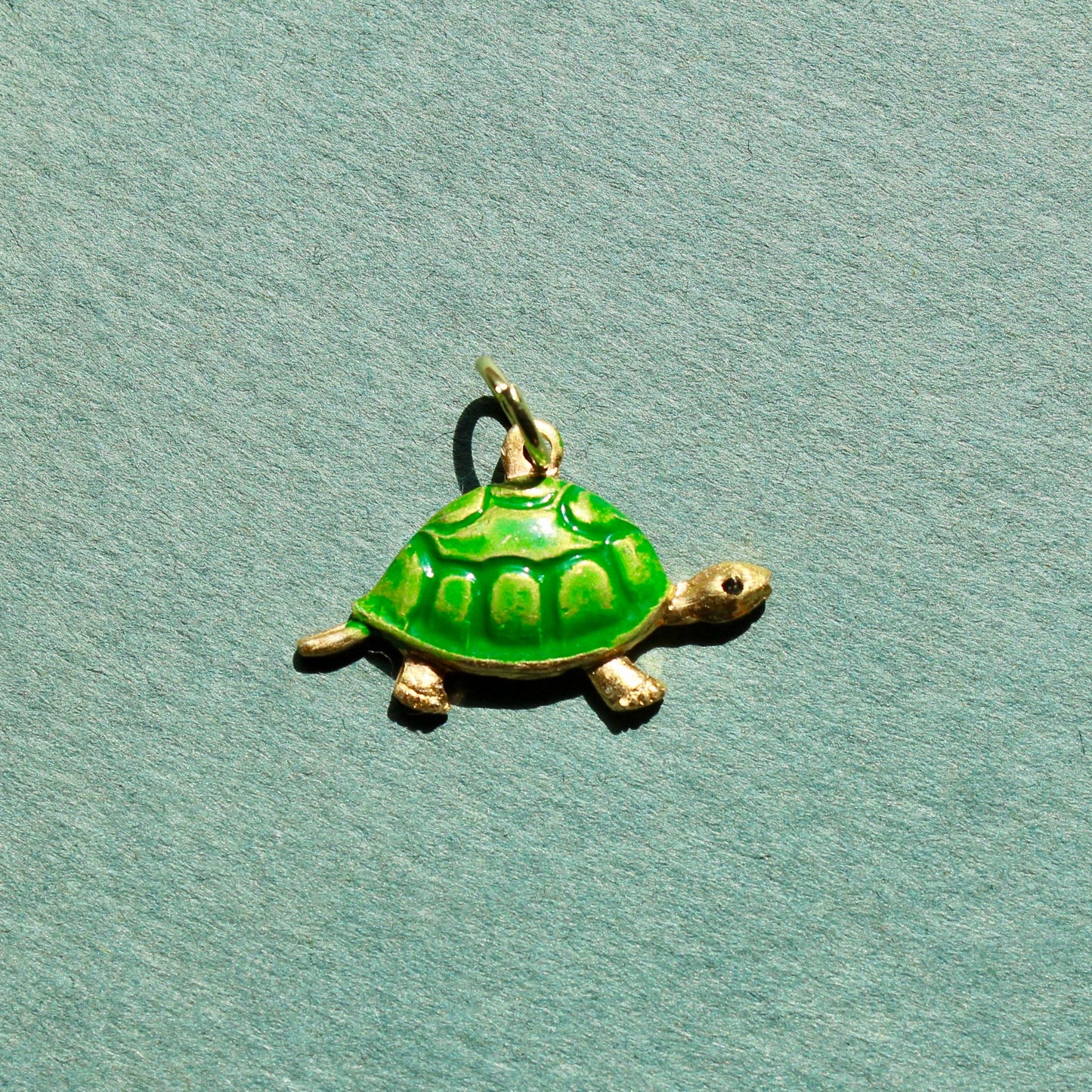 Vintage Hand Painted Enamel Turtle Charms - Vintage Enamel Animal Charm
