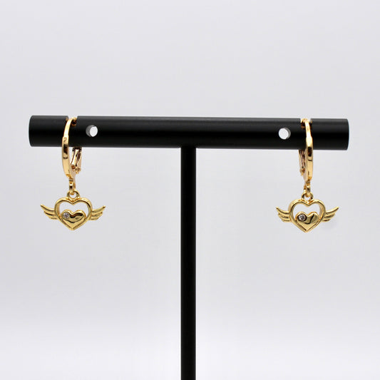 Winged Heart Mini Hoops