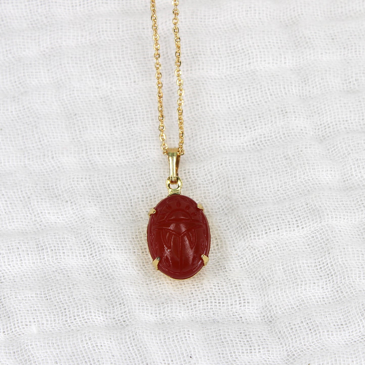 Vintage Glass Scarab Necklace