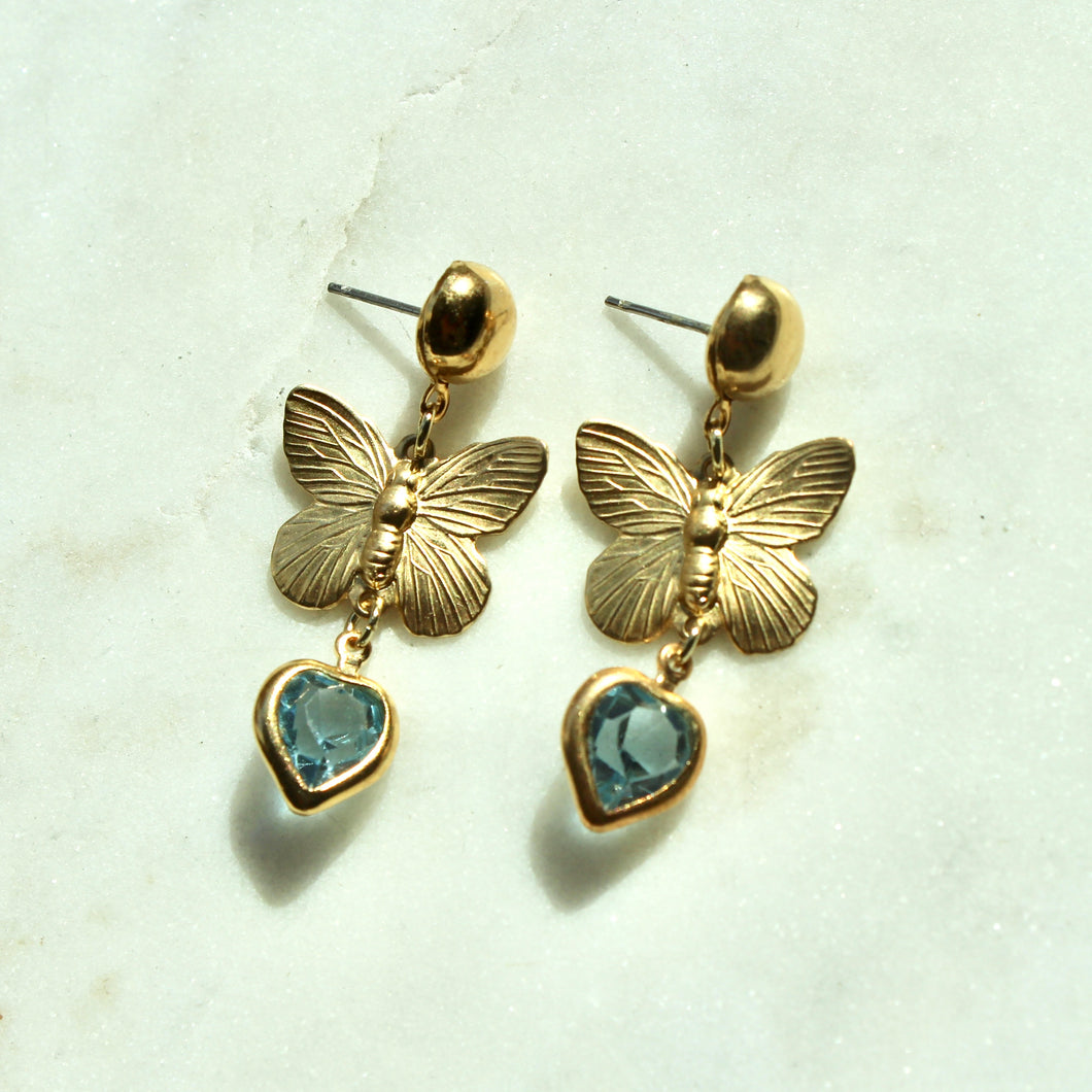 Vintage Butterfly Drop Earrings