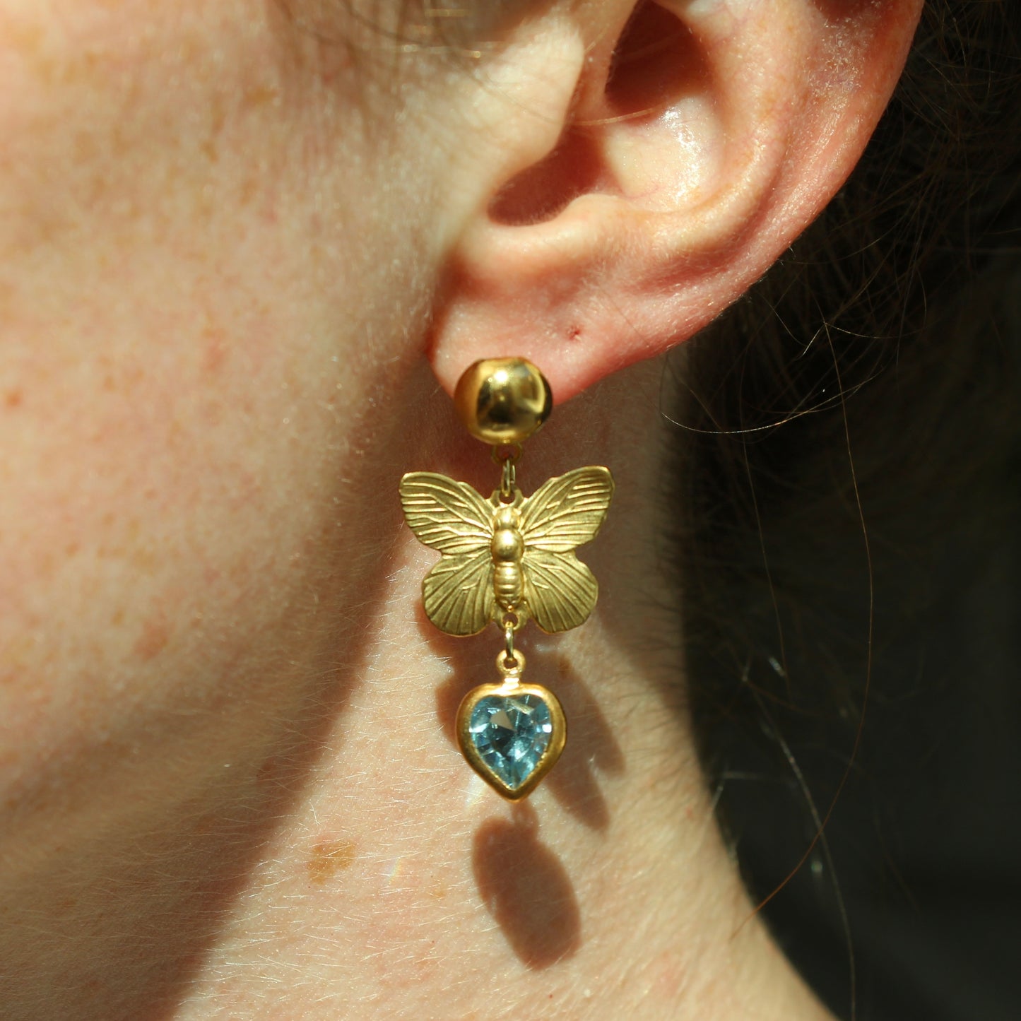 Vintage Butterfly Drop Earrings