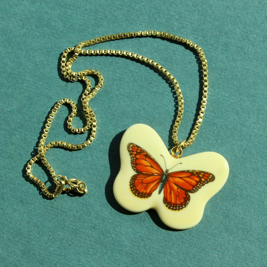 Vintage Butterfly Pendant Necklace