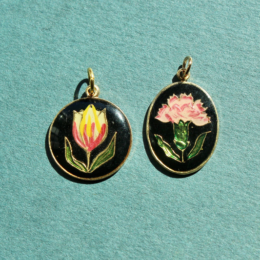 Vintage Cloisonné Floral Charm