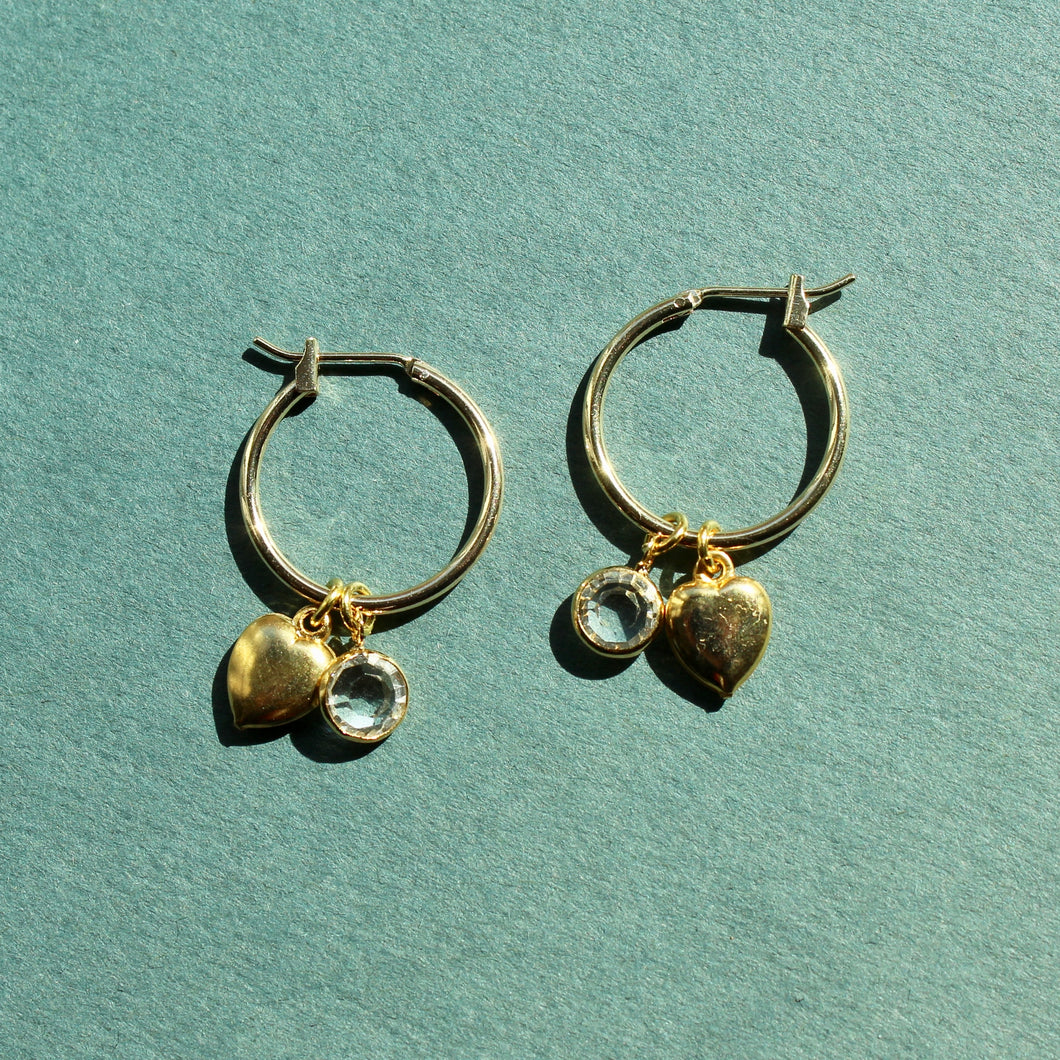 Vintage Amour Charm Hoops