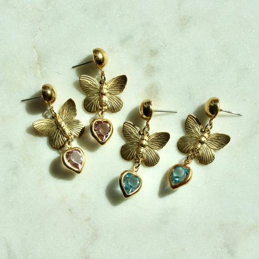 Vintage Butterfly Drop Earrings