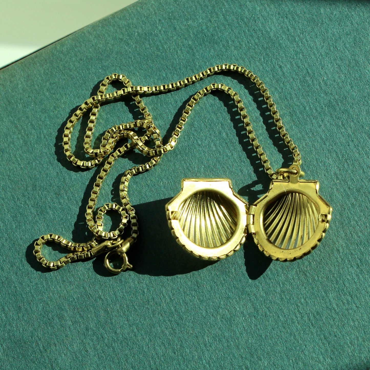 Vintage Necklace with Brass Seashell Locket - Handmade Vintage Locket Necklace with Seashell