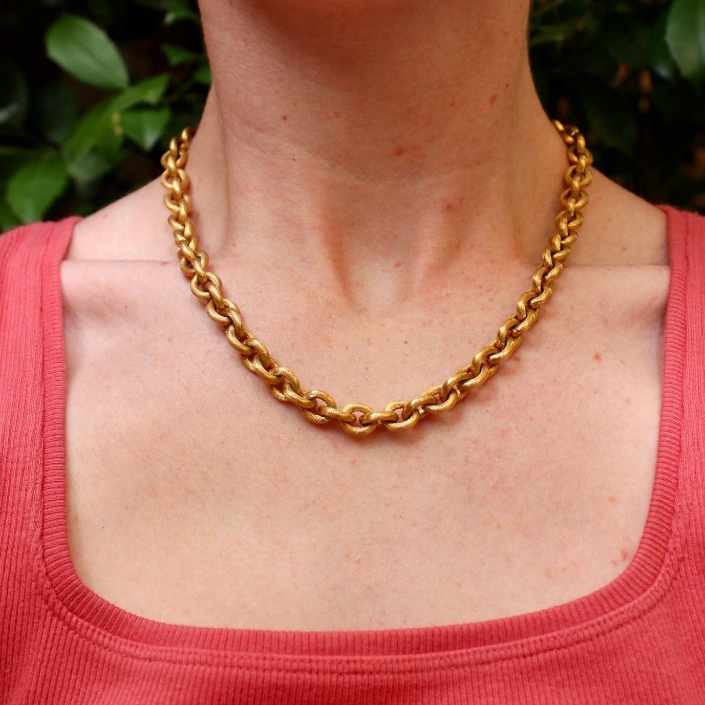 Vintage Monet Chunky Matte Chain - Vintage Gold Plated Chunky Chain Necklace - Gold Chain Necklace