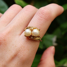 Load image into Gallery viewer, Vintage Gold Plated Faux Pearl Ring - Vintage 18k Gold Plated and Faux Pearl Ring
