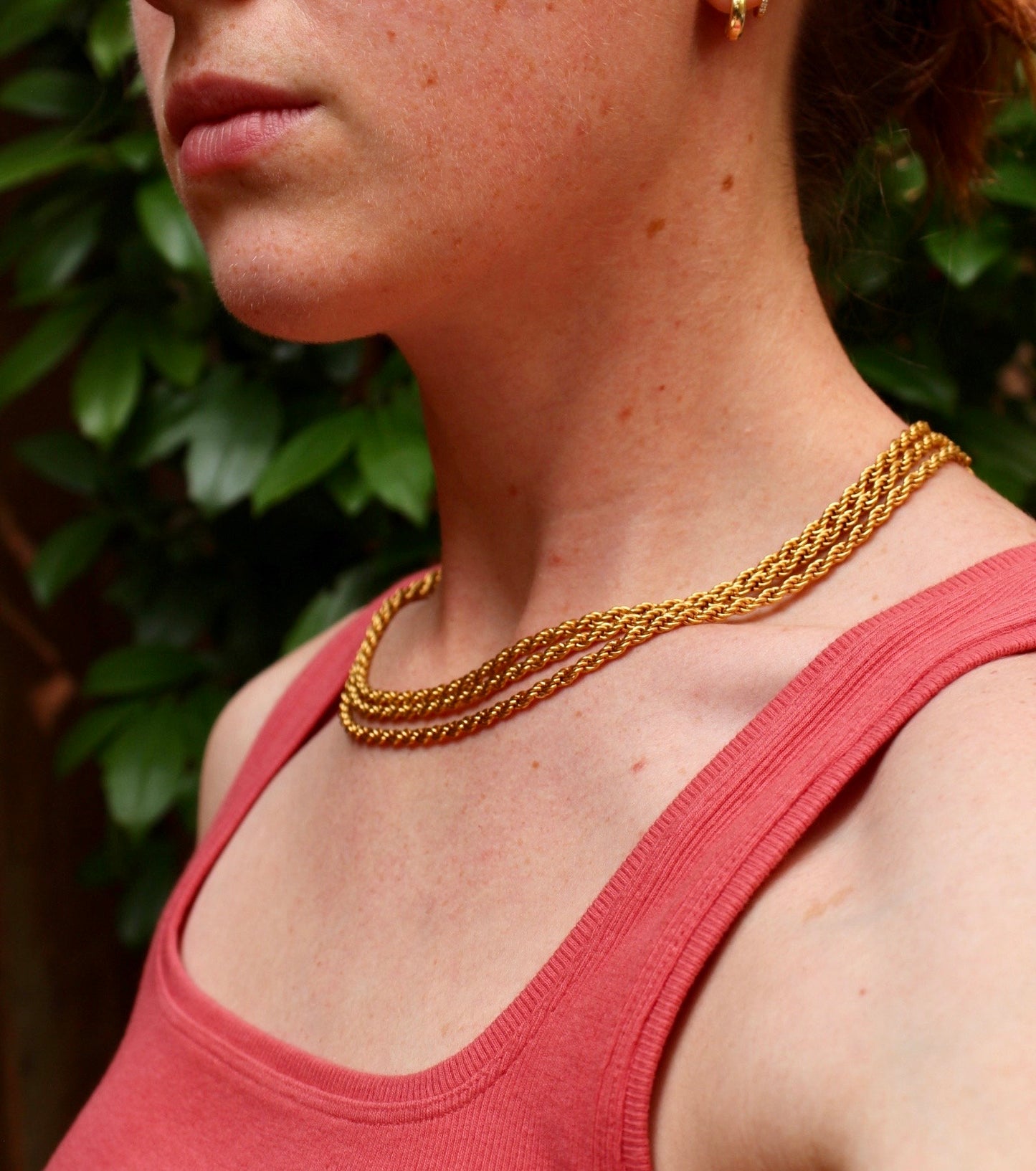 Vintage Layered Gold Chain Necklace - Vintage Trifari Gold Chain Necklace