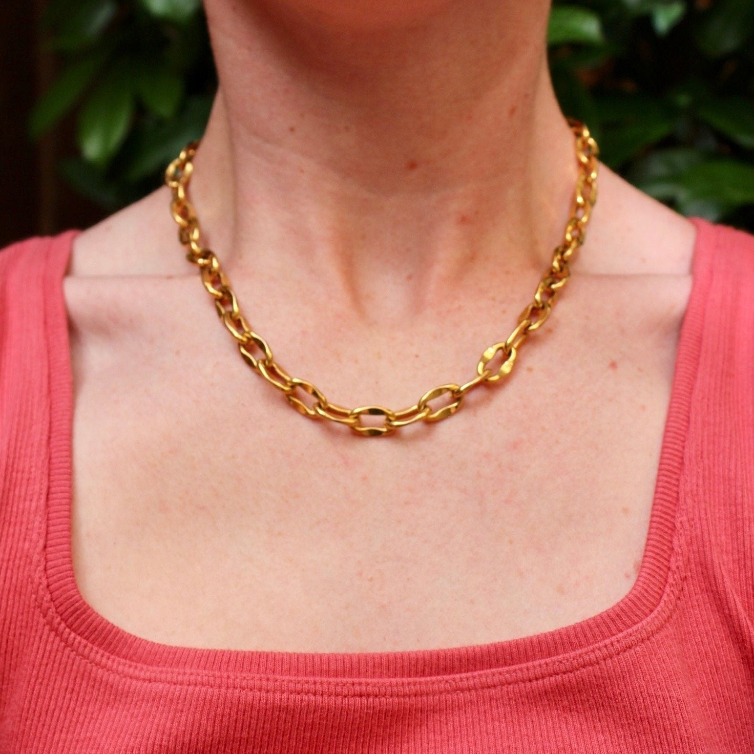 Vintage Gold Chunky Chain - Vintage Gold Plated Chunky Chain Necklace - Gold Chain Necklace