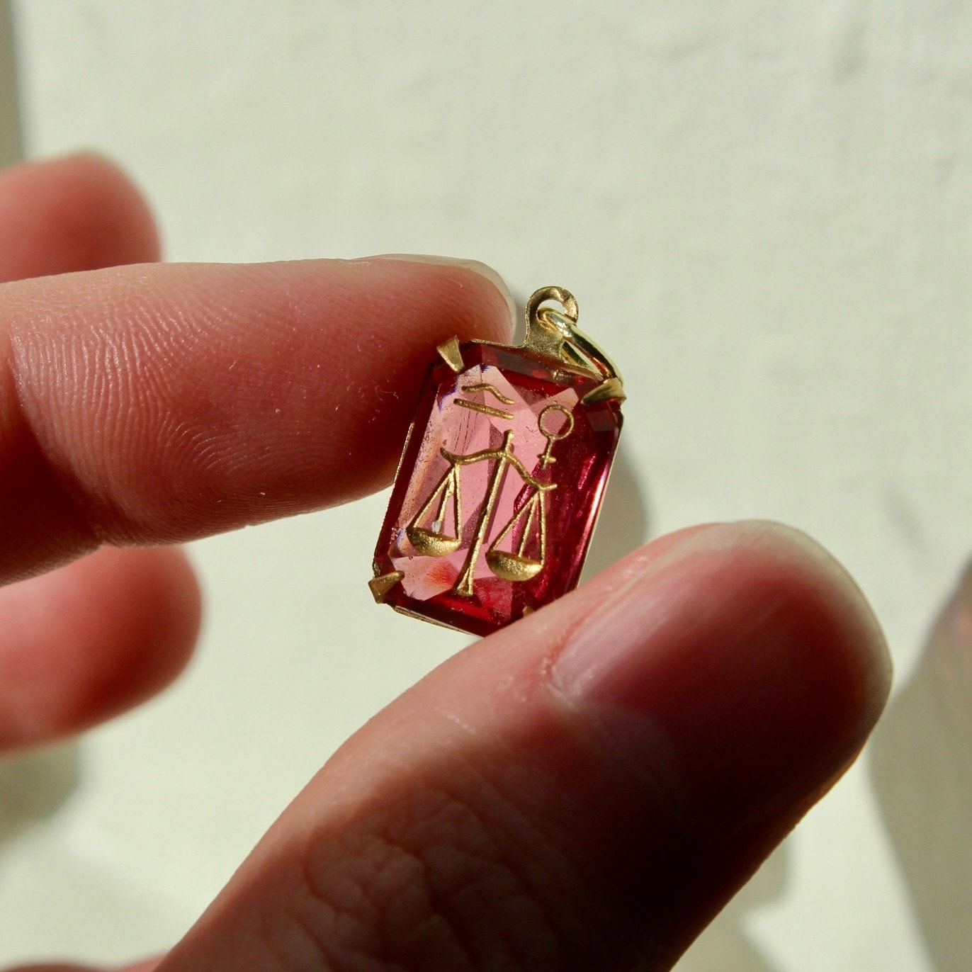 Vintage Libra Zodiac Charm - Vintage German Intaglio Zodiac Charm - Astrology Libra Zodiac Pendant