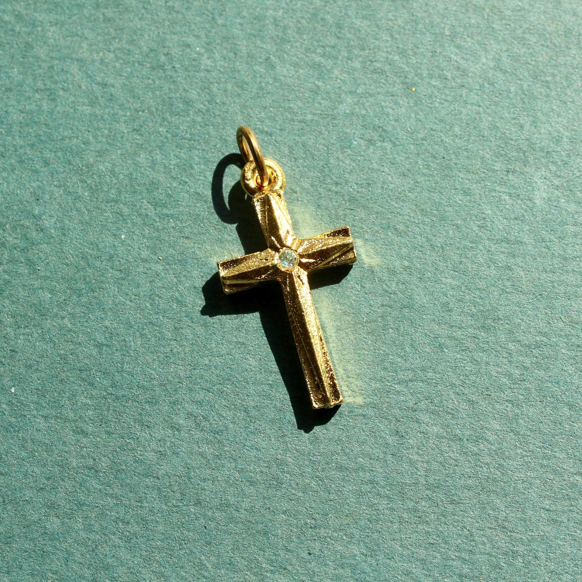 Vintage Hobco House of Borvani Gold Cross Charm - Vintage Gold Cross Charm - Gold Plated Cross Pendant