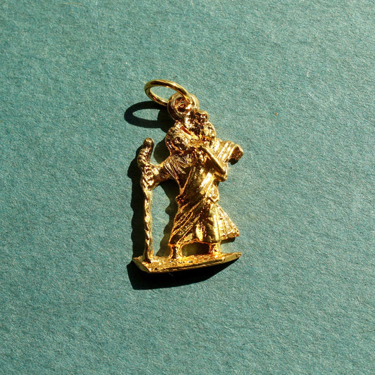 Vintage Hobco House of Borvani St. Christopher Gold Charm - Vintage Gold Plated St. Christopher Charm