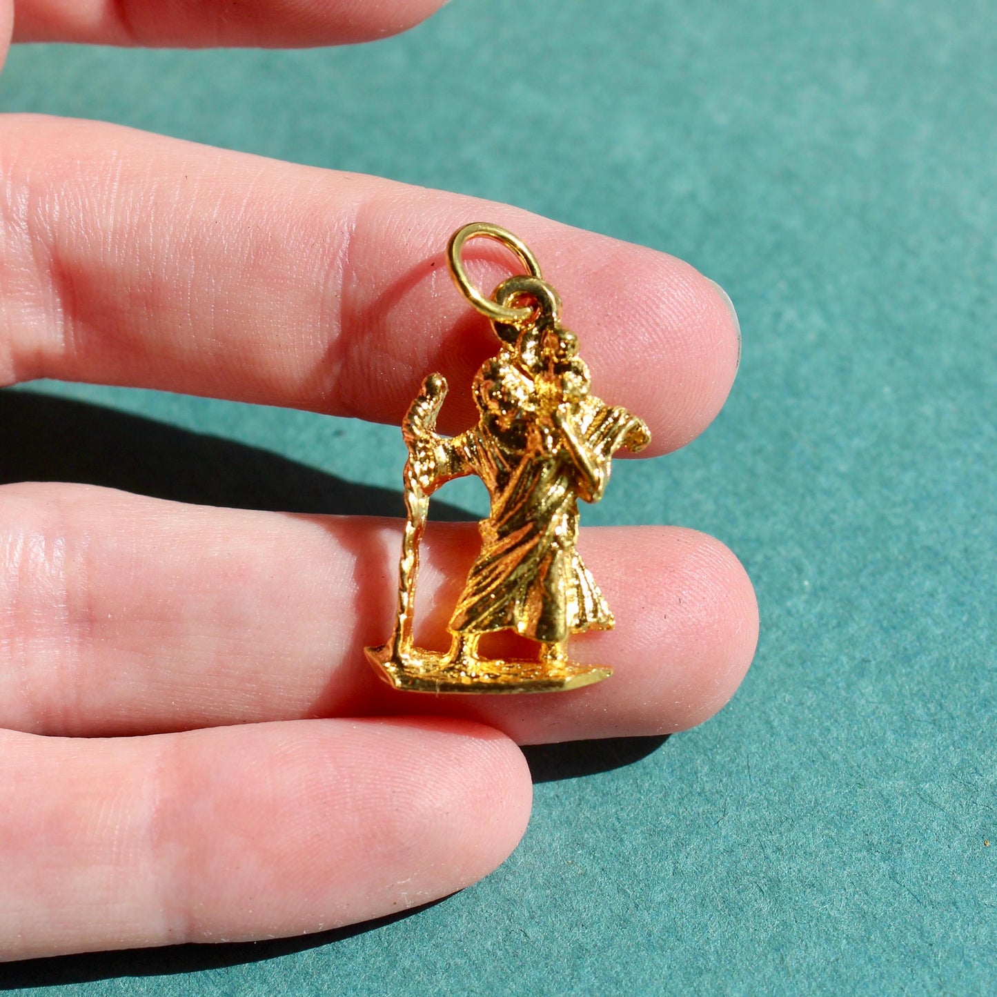 Vintage Hobco House of Borvani St. Christopher Gold Charm - Vintage Gold Plated St. Christopher Charm