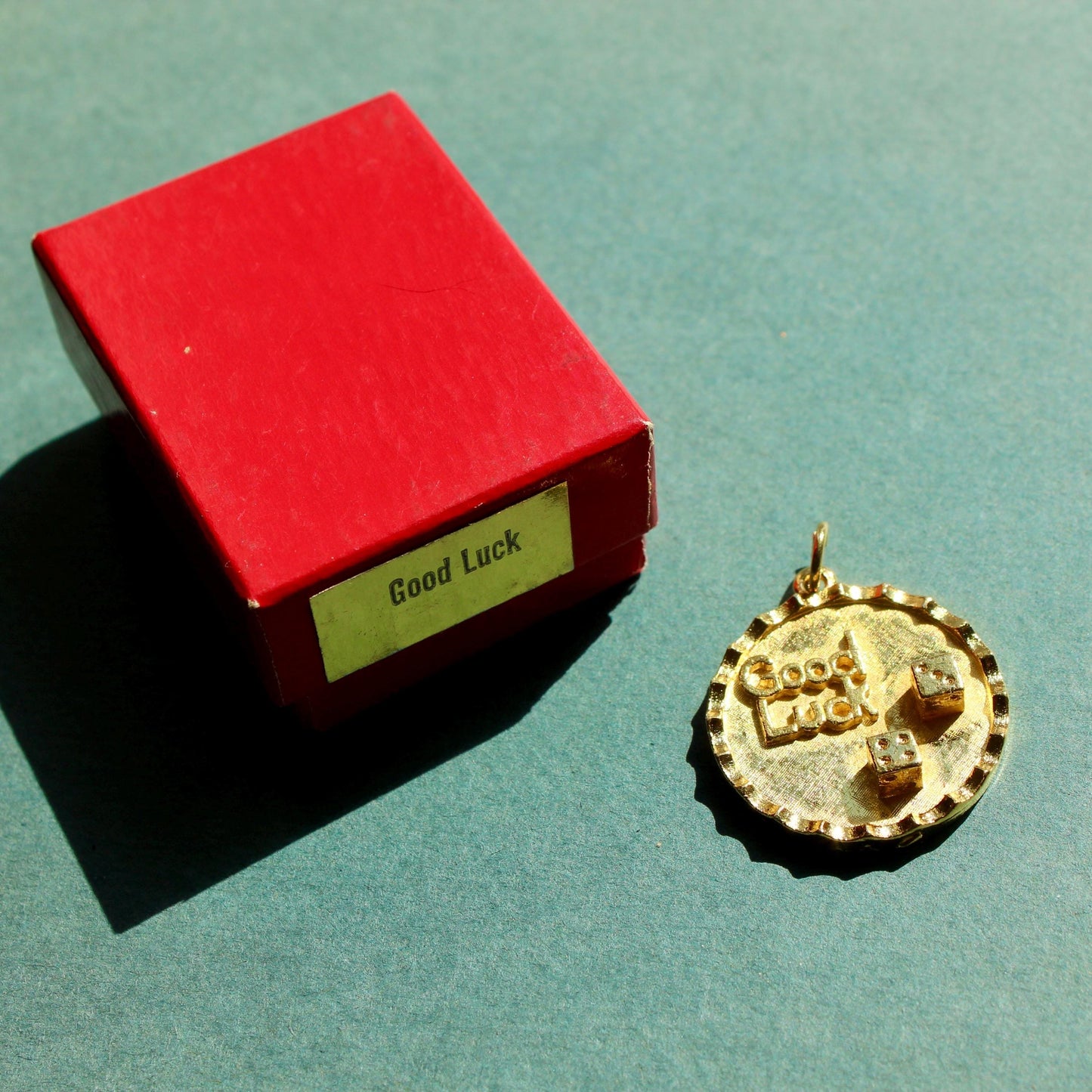 Vintage Hobco House of Borvani Good Luck Round Charm - Vintage Good Luck Pendant - Good Luck Dice Charm