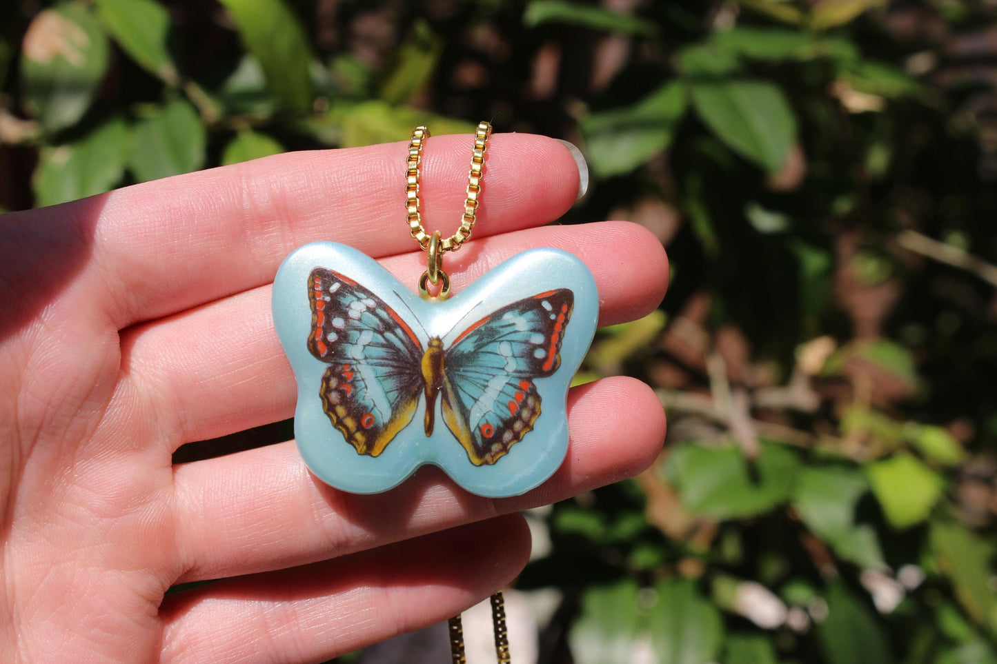 Vintage 70s Butterfly Pendant Necklace - Vintage Western Germany Butterfly Charm - Vintage Limoges Butterfly Jewelry