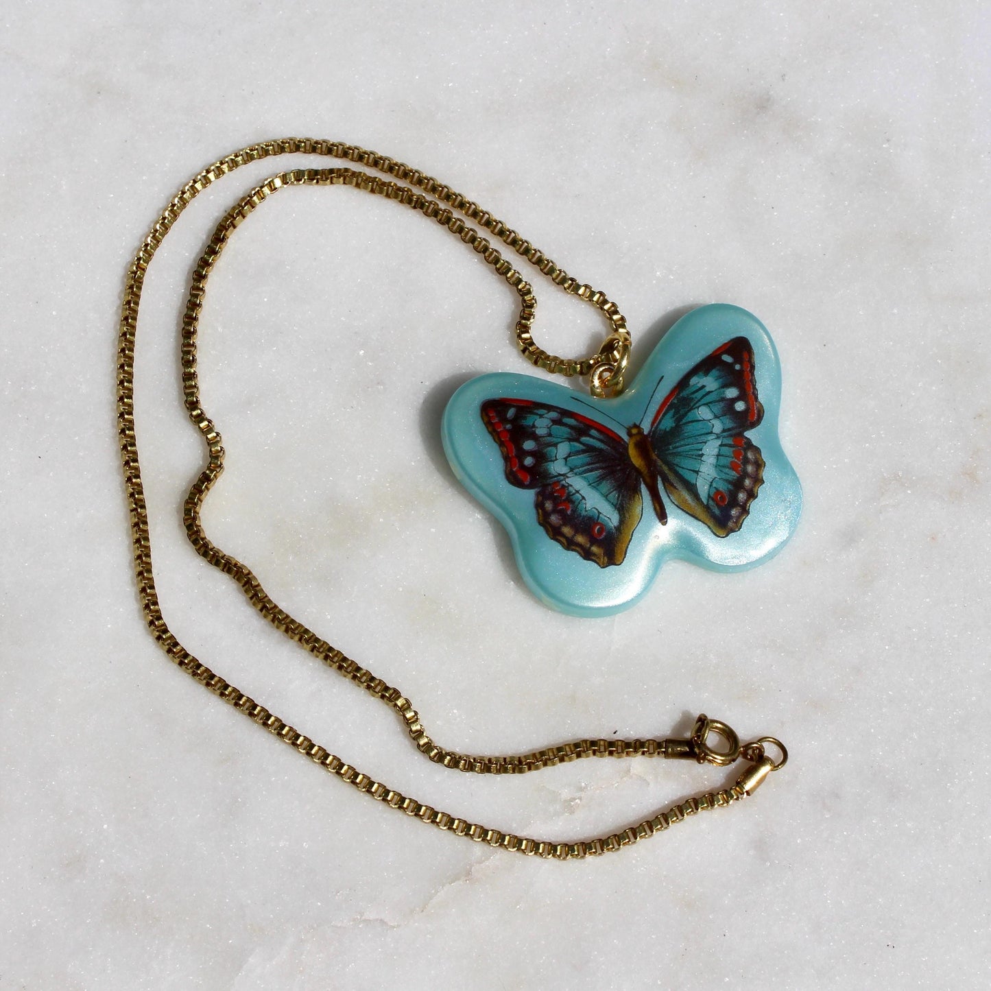 Vintage 70s Butterfly Pendant Necklace - Vintage Western Germany Butterfly Charm - Vintage Limoges Butterfly Jewelry