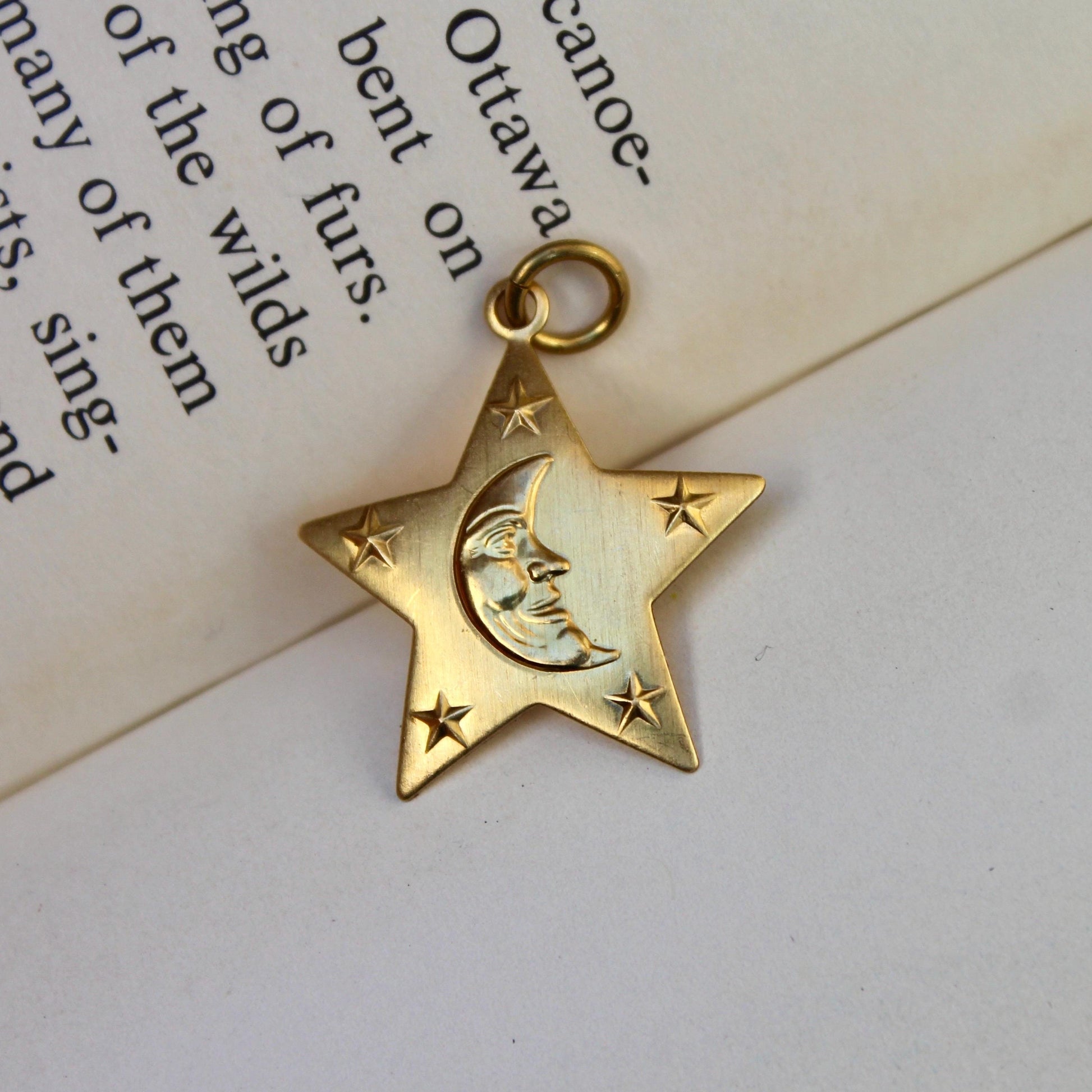 Vintage Art Deco Star Charm - Gold Plated Art Deco Funky Star Charm
