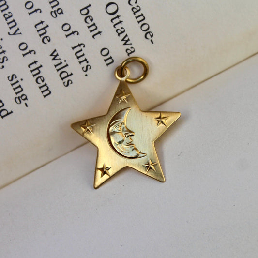 Vintage Art Deco Star Charm - Gold Plated Art Deco Funky Star Charm