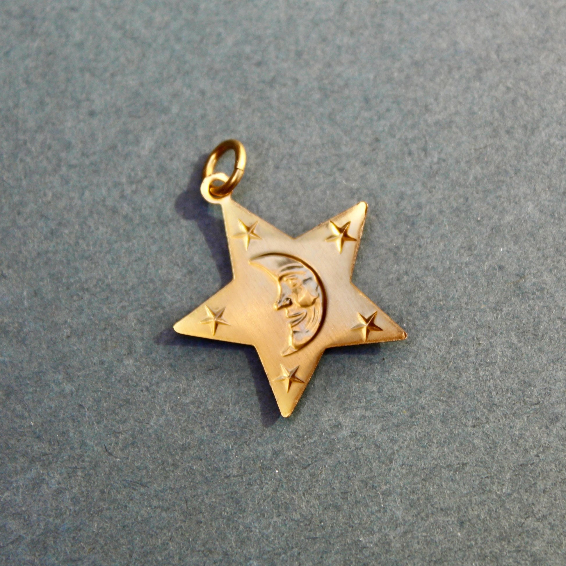 Vintage Art Deco Star Charm - Gold Plated Art Deco Funky Star Charm