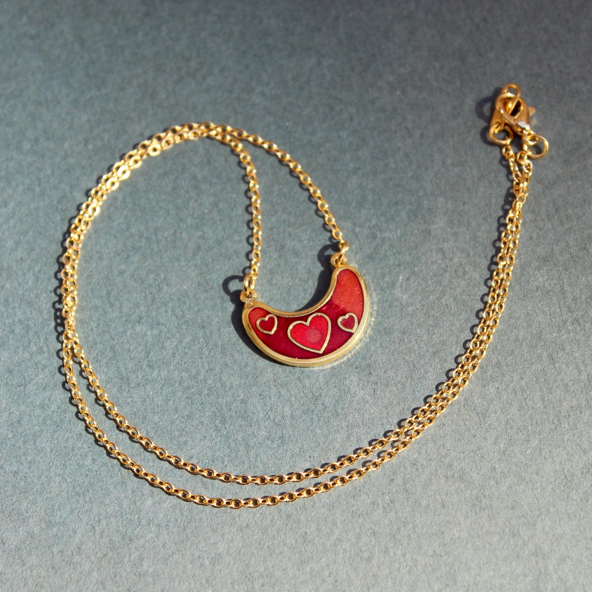 Vintage Enamel Floral Pendant Necklace - Vintage Flower Necklace - Vintage Inlaid Enamel Heart Necklace