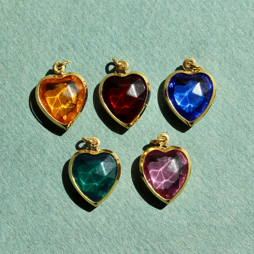 Vintage Colorful Acrylic Heart Charms