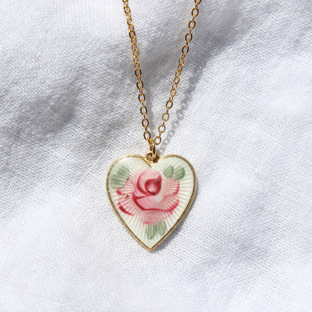 Vintage Sarah Coventry White Heart Necklace