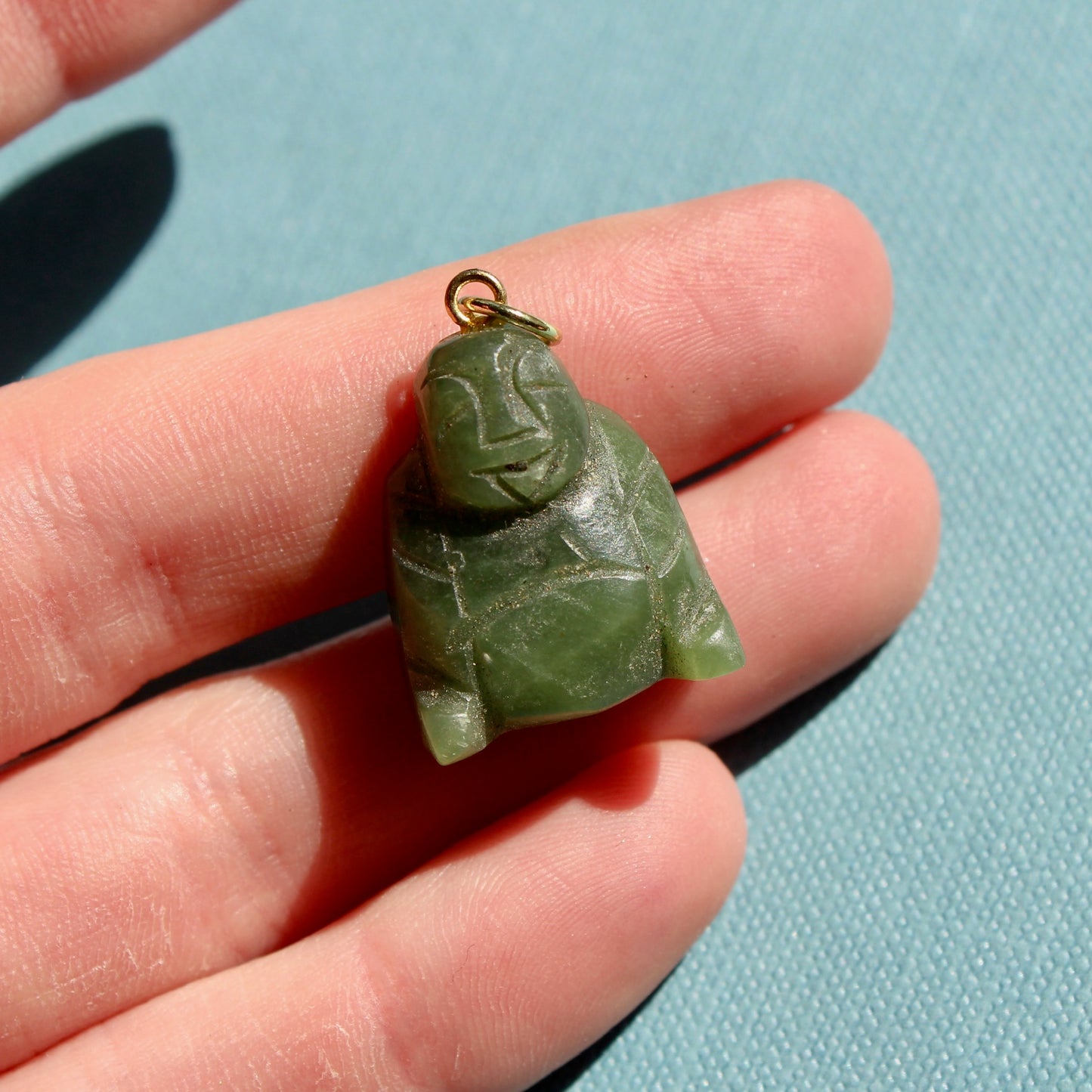 Vintage Carved Jade Buddha Charm