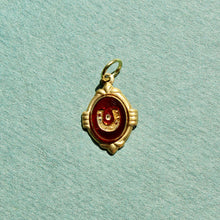 Load image into Gallery viewer, 1970s Carved Glass Red Horseshoe Charm

