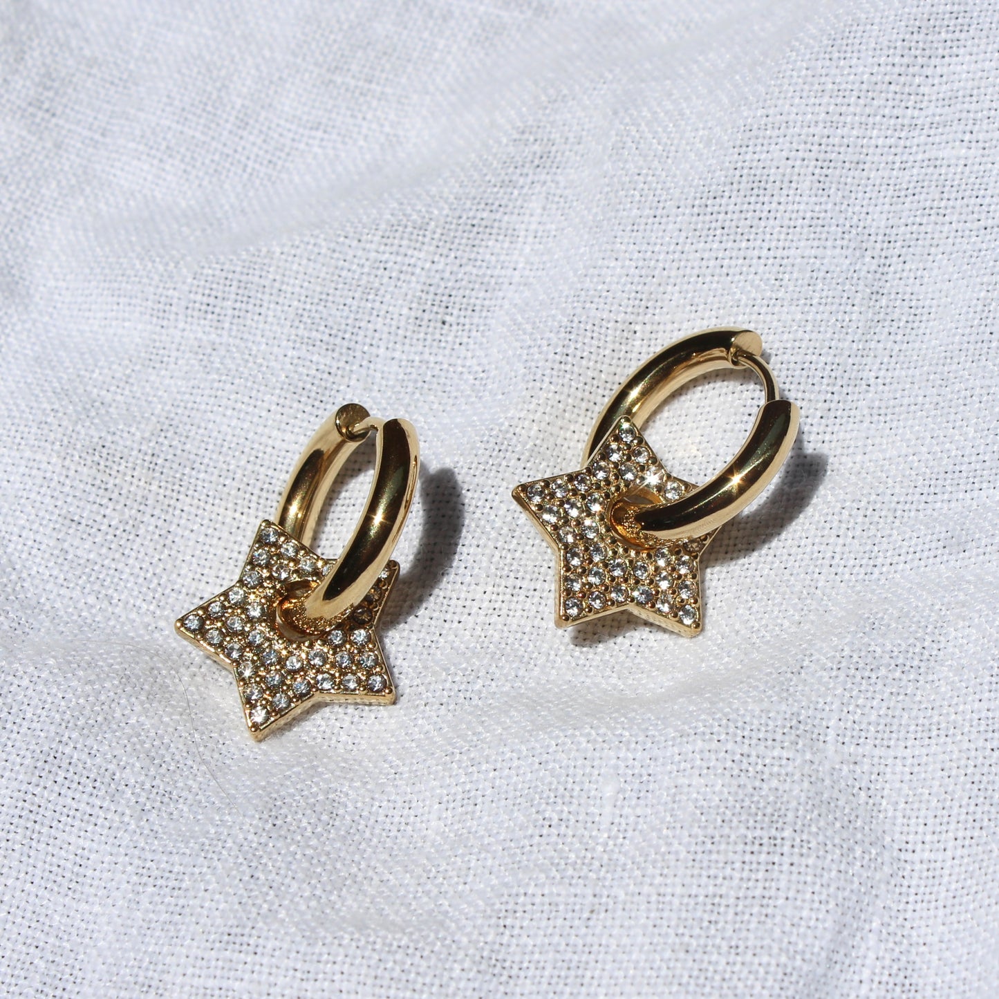 Sparkly Rhinestone Star Hoop Earrings