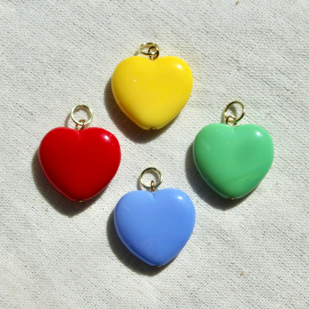 Vintage Colorful Glass Heart Charm