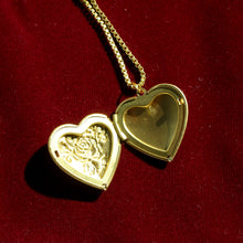 Load image into Gallery viewer, Vintage Rose Heart Locket Pendant Necklace - Handmade Vintage Locket Necklace with Rose Detailing
