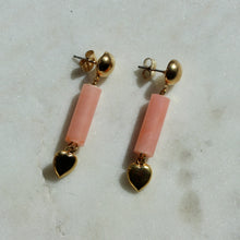 Load image into Gallery viewer, Vintage Pink Heart Drop Earrings - Reworked Vintage Handmade Earrings
