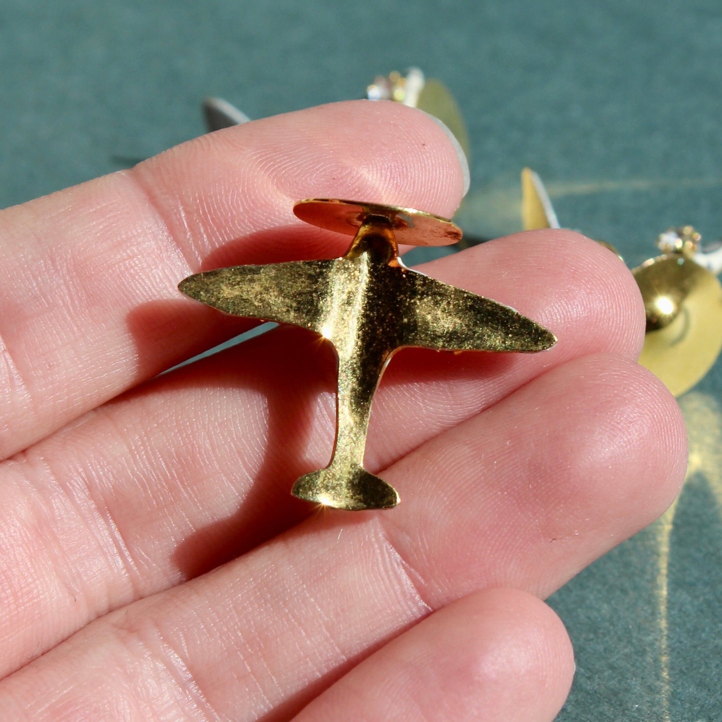 Vintage Enamel Plane Charm - Vintage Airplane Charm - Travel Charm