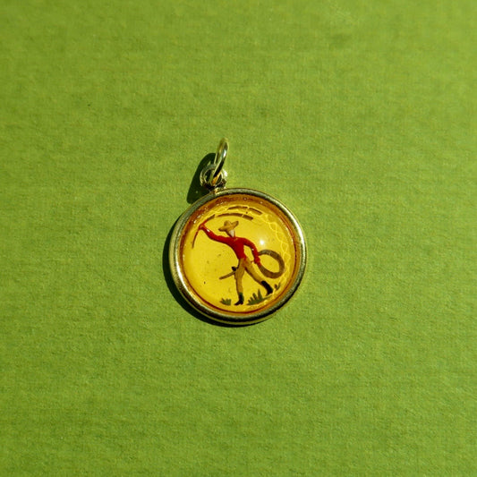 Vintage Cowboy Intaglio Charm - 1950s Western Cowboy Charm - Vintage Reverse Intaglio Charm