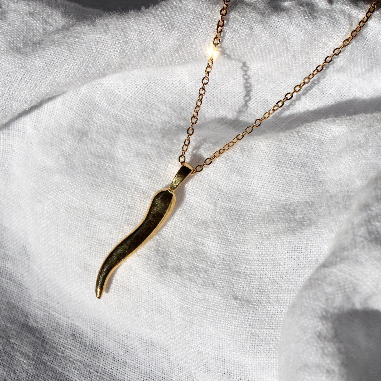 Gold Italian Horn Necklace