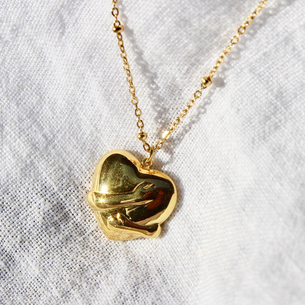 Gold Heart Hug Necklace