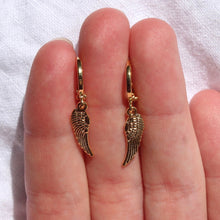 Load image into Gallery viewer, Gold Angel Wing Mini Hoop Earrings
