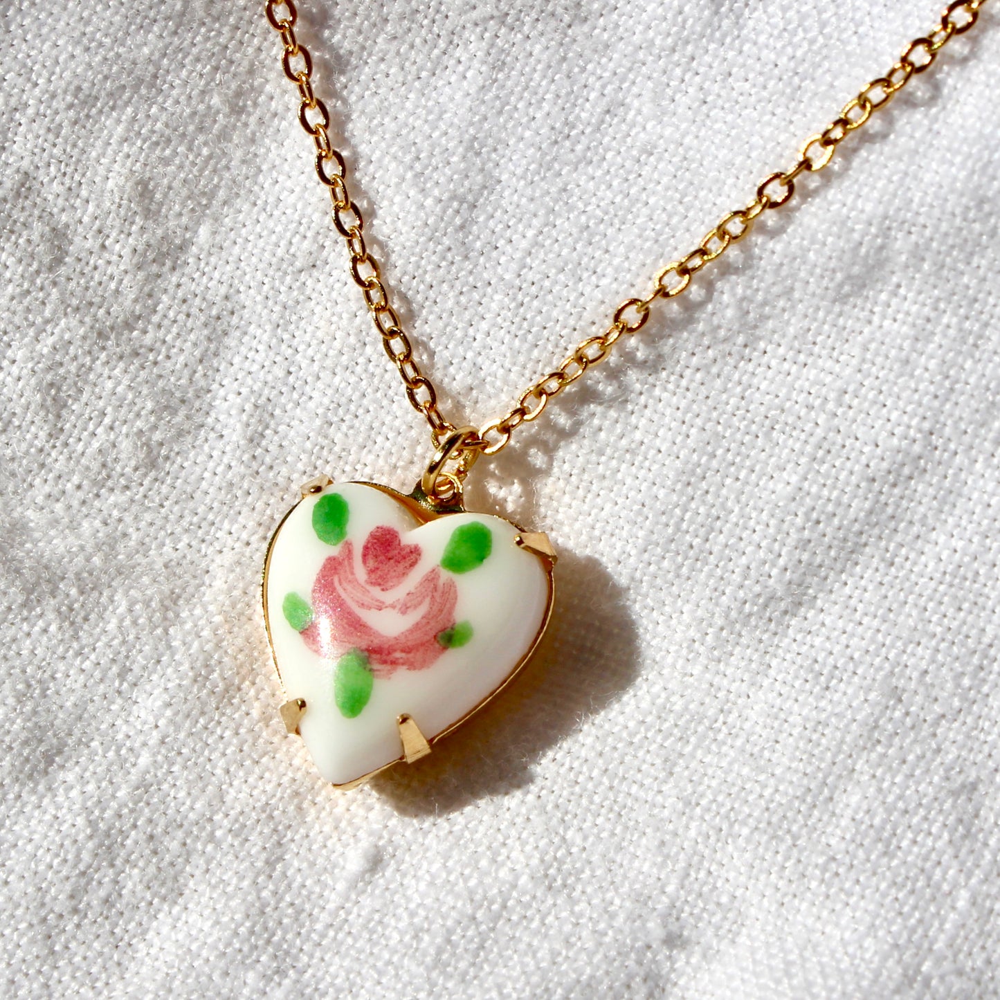 Vintage Rose Heart Necklace