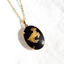 Load image into Gallery viewer, Vintage Zodiac Black Oval Pendant Necklace
