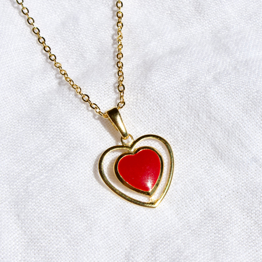 Vintage Red Heart Necklace