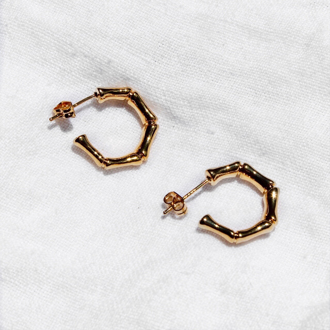 Mini Bamboo Hoop Post Earrings