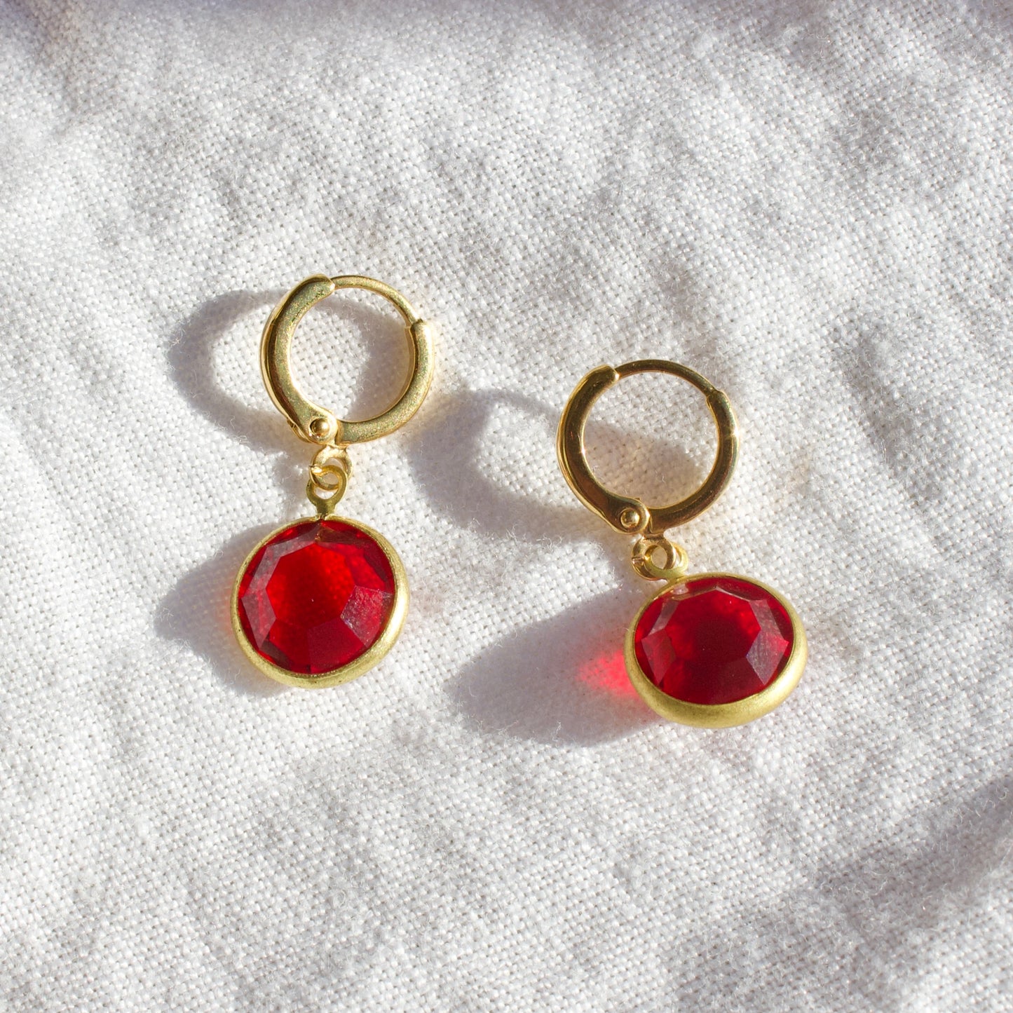 Vintage Red Gem Mini Hoops