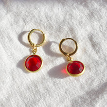 Load image into Gallery viewer, Vintage Red Gem Mini Hoops
